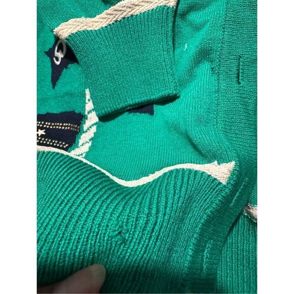 St. John Green jacket sweater with sailboat logo gold front buttons P - Picture 7 of 14